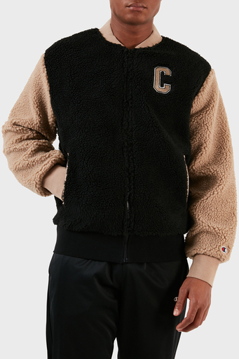 Champion Renk Bloklu Kolej Yaka Tam Fermuarlı Teddy Polar Bomber Erkek Ceket 219448 NBK/SVK KK001 SİYAH - 4