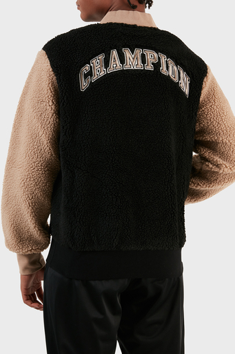 Champion Renk Bloklu Kolej Yaka Tam Fermuarlı Teddy Polar Bomber Erkek Ceket 219448 NBK/SVK KK001 SİYAH - 5