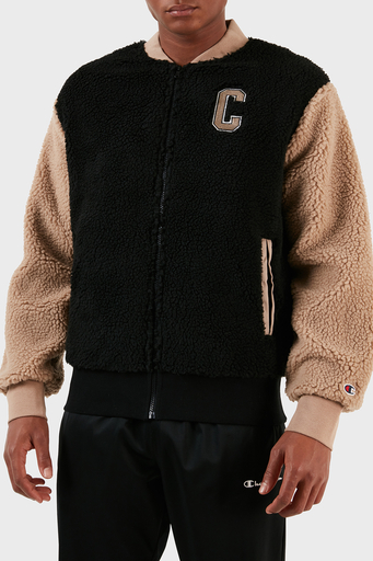 Champion Renk Bloklu Kolej Yaka Tam Fermuarlı Teddy Polar Bomber Erkek Ceket 219448 NBK/SVK KK001 SİYAH - 6