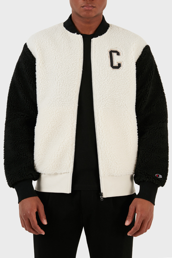 Champion Renk Bloklu Kolej Yaka Tam Fermuarlı Teddy Polar Bomber Erkek Ceket 219448 WSW/NBK WW034 EKRU - 1