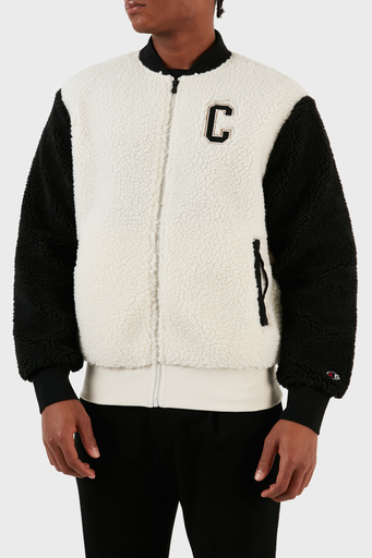 Champion Renk Bloklu Kolej Yaka Tam Fermuarlı Teddy Polar Bomber Erkek Ceket 219448 WSW/NBK WW034 EKRU - 3