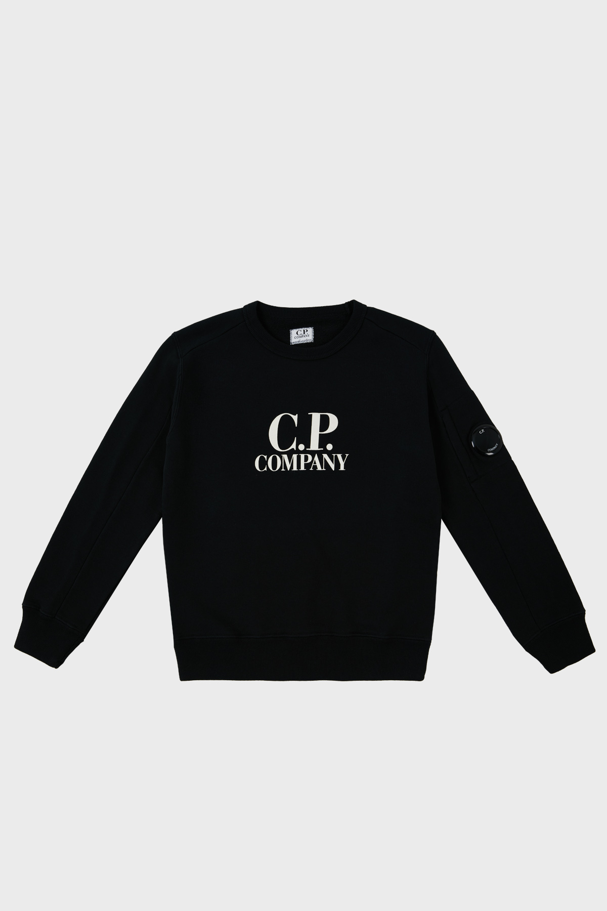 C.P. Company Pamuklu Bisiklet Yaka Çocuk Sweat 10CKSS058 003569W 999 SİYAH