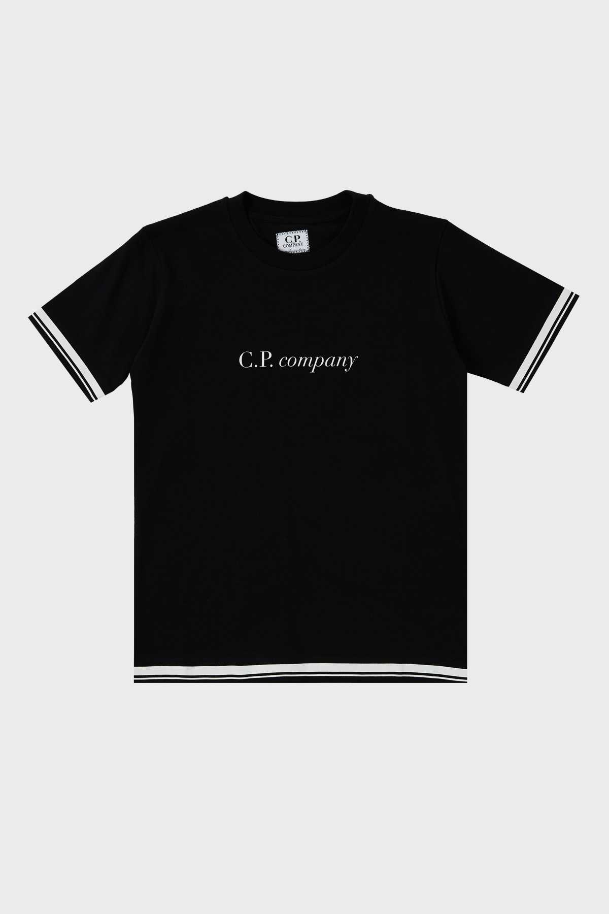C.P. Company Pamuklu Bisiklet Yaka Çocuk T Shirt 10CKTS048 005792W 999 SİYAH