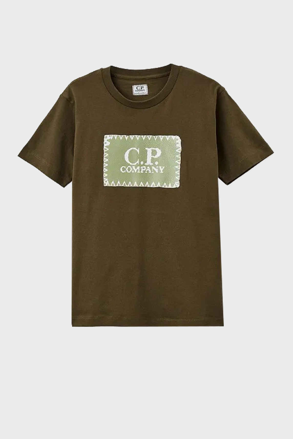 C.P. Company Pamuklu Bisiklet Yaka Çocuk T Shirt 10CKTS054 005792W 683 HAKİ