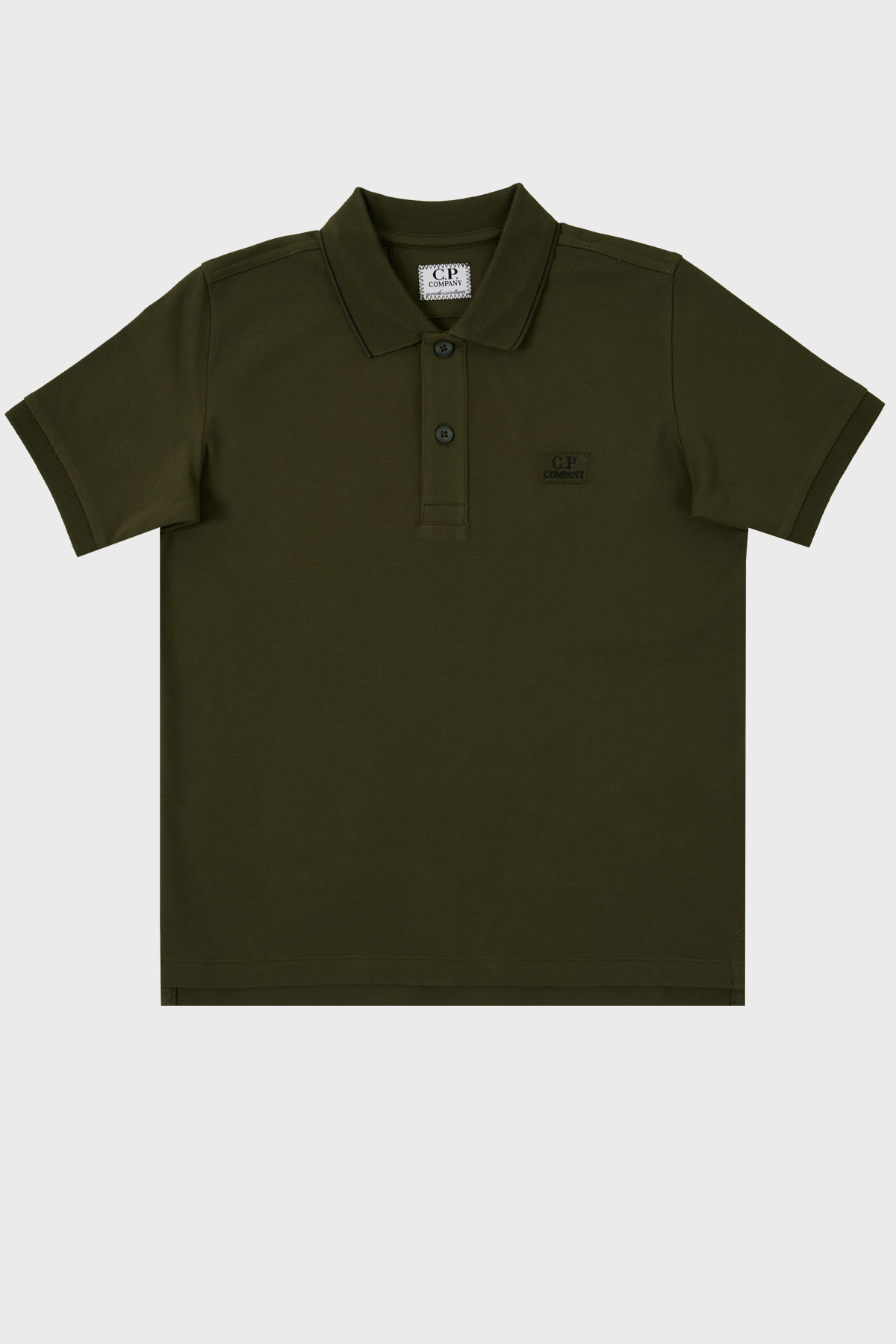 C.P. Company Streç Pamuklu Çocuk Polo Yaka T Shirt 10CKPL023 005263W 683 HAKİ