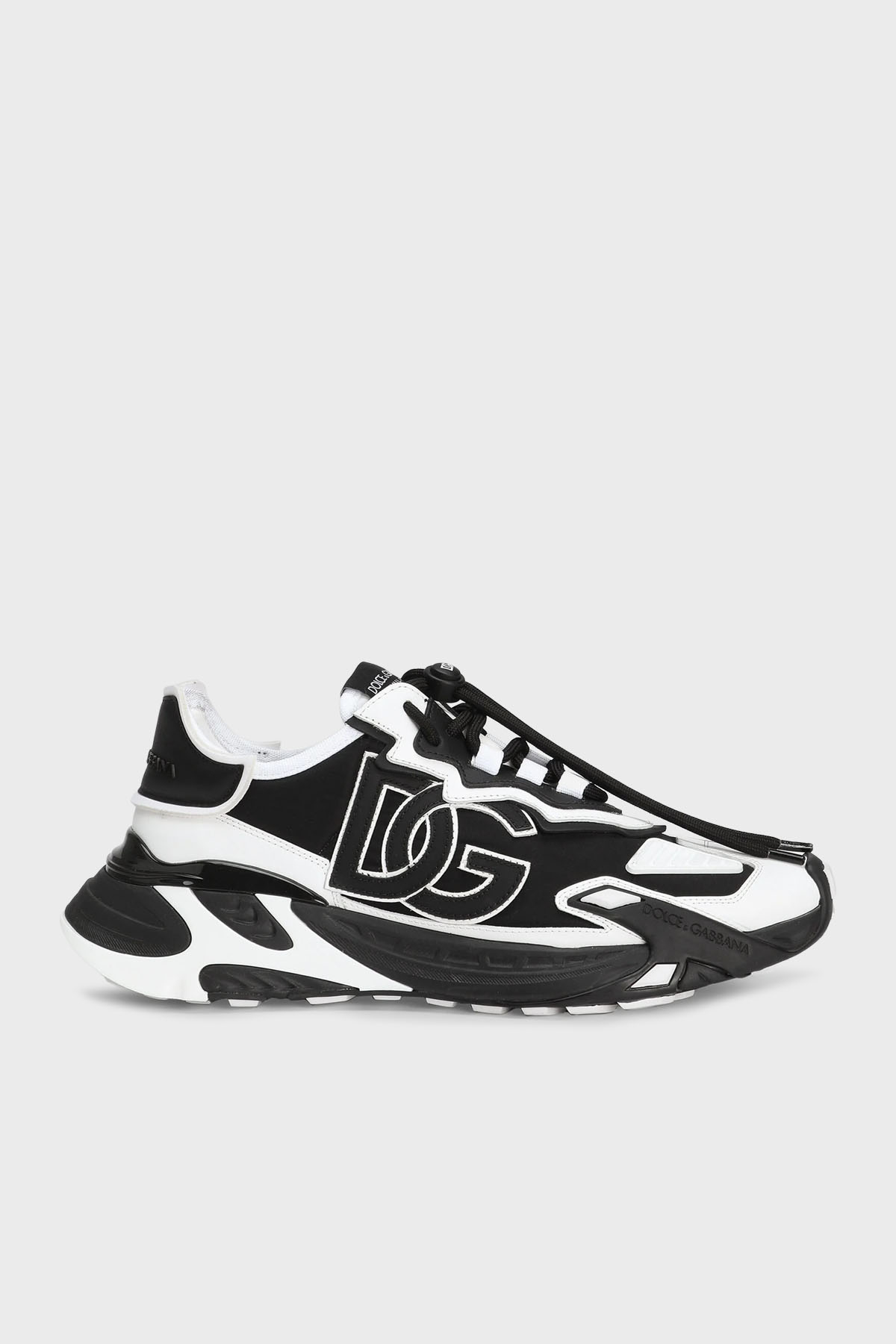 Dolce & Gabbana Deri Karışımlı Logolu Sneaker Erkek Ayakkabı CS2355 AG382 89697 BEYAZ-SİYAH