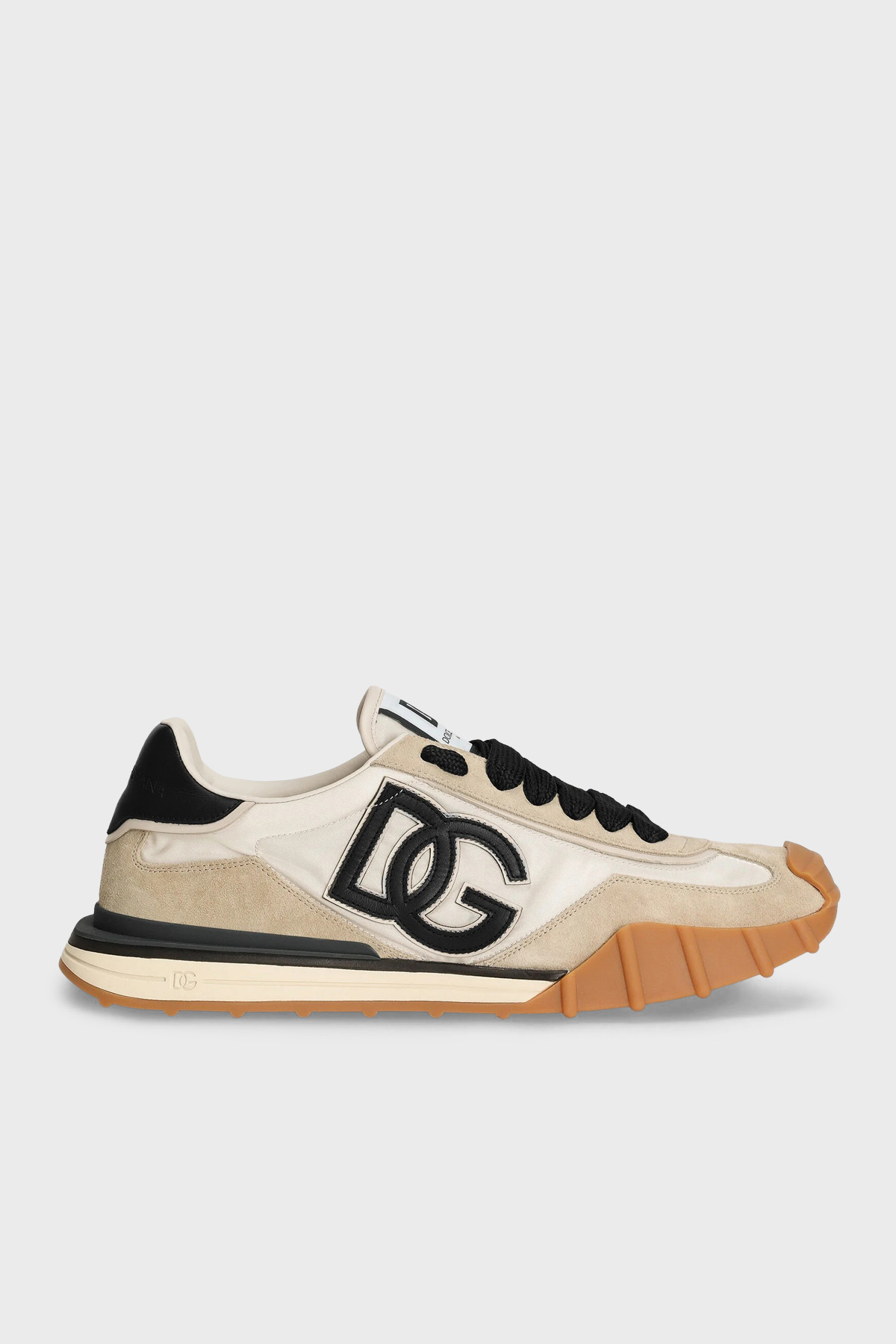 Dolce Gabbana Deri Karışımlı Sneaker Erkek Ayakkabı CS2384 AZ862 8S469 BEJ-SİYAH