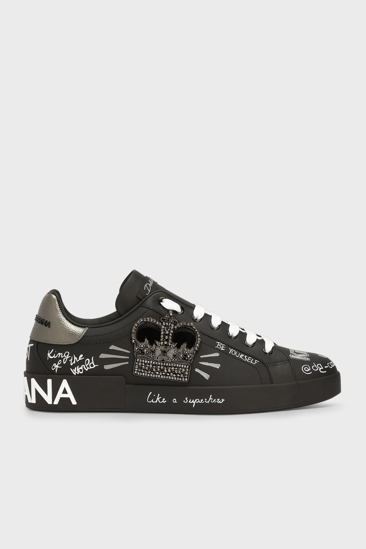 Dolce & Gabbana Hakiki Deri Logolu Sneaker Erkek Ayakkabı CS1760 AZ268 8T724 SİYAH