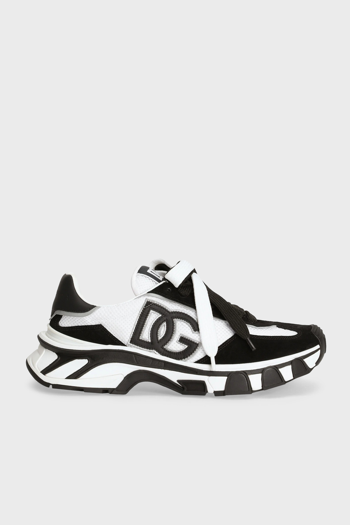 Dolce Gabbana Logolu Deri Karışımlı Sneaker Erkek Ayakkabı CS2403 A0208 8B926 SİYAH-BEYAZ