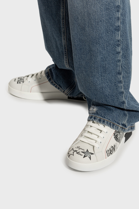 Dolce Gabbana Logolu Hakiki Deri Sneaker Erkek Ayakkabı CS1760