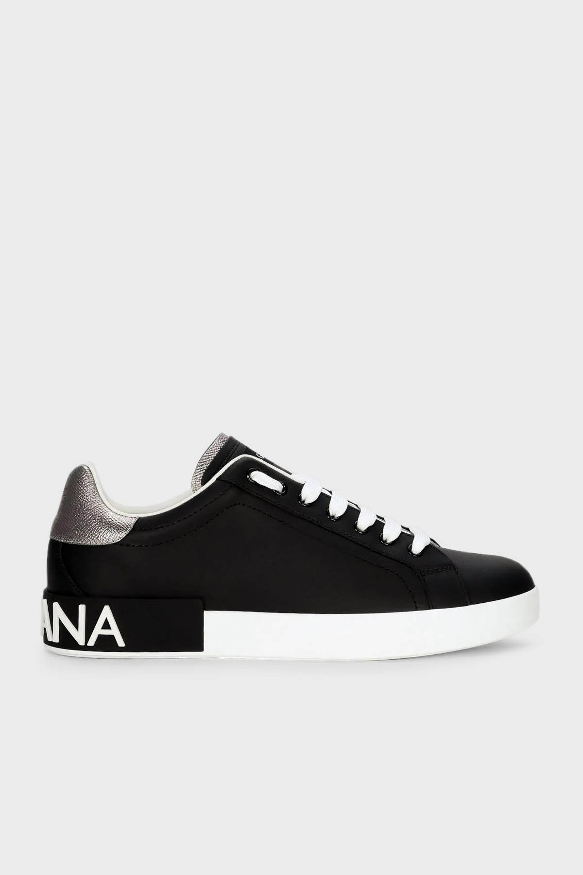 Dolce & Gabbana Logolu Hakiki Deri Sneaker Erkek Ayakkabı CS2216 AH527 8B979 SİYAH