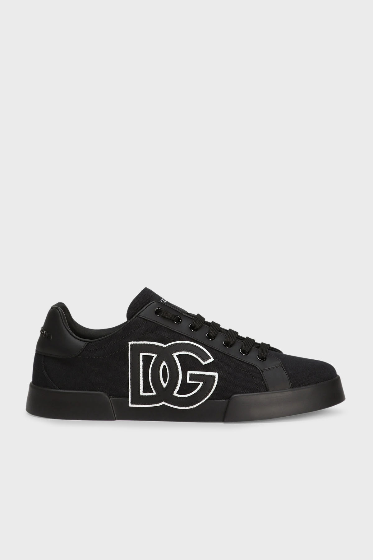 Dolce & Gabbana Logolu Hakiki Deri ve Pamuk Karışımlı Sneaker Erkek Ayakkabı CS2343 AE629 8B956 SİYAH