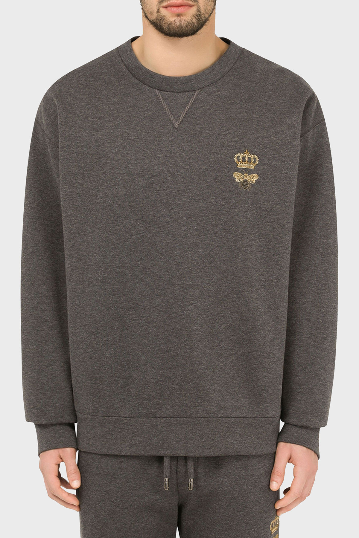 Dolce Gabbana Pamuklu Bisiklet Yaka Erkek Sweat G9VA5Z HU7IE S8450 ANTRASİT
