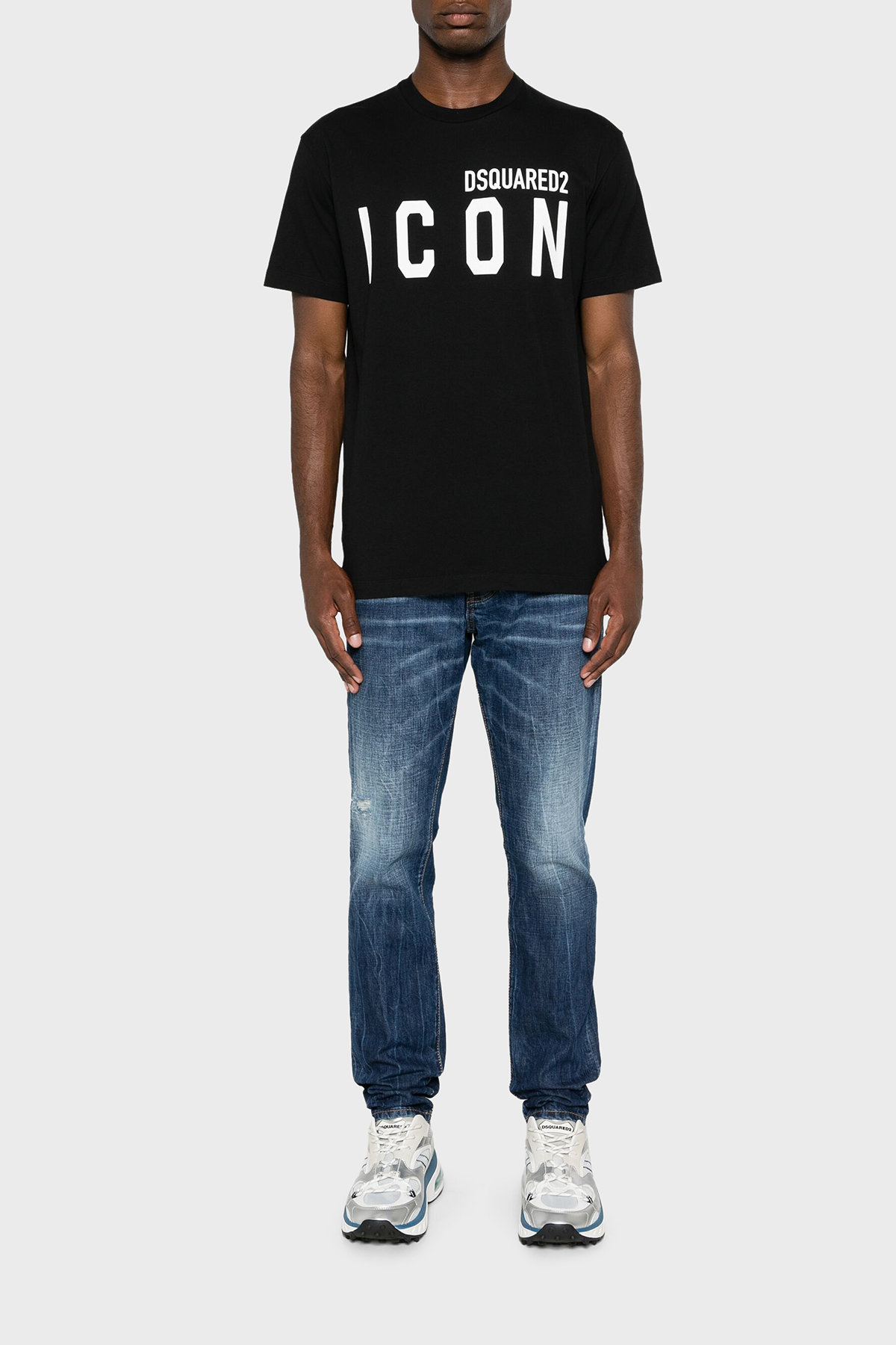 Dsquared2 Baskılı % 100 Pamuk Regular Fit Bisiklet Yaka Erkek T Shirt S79GC0080 S23009 980 SİYAH