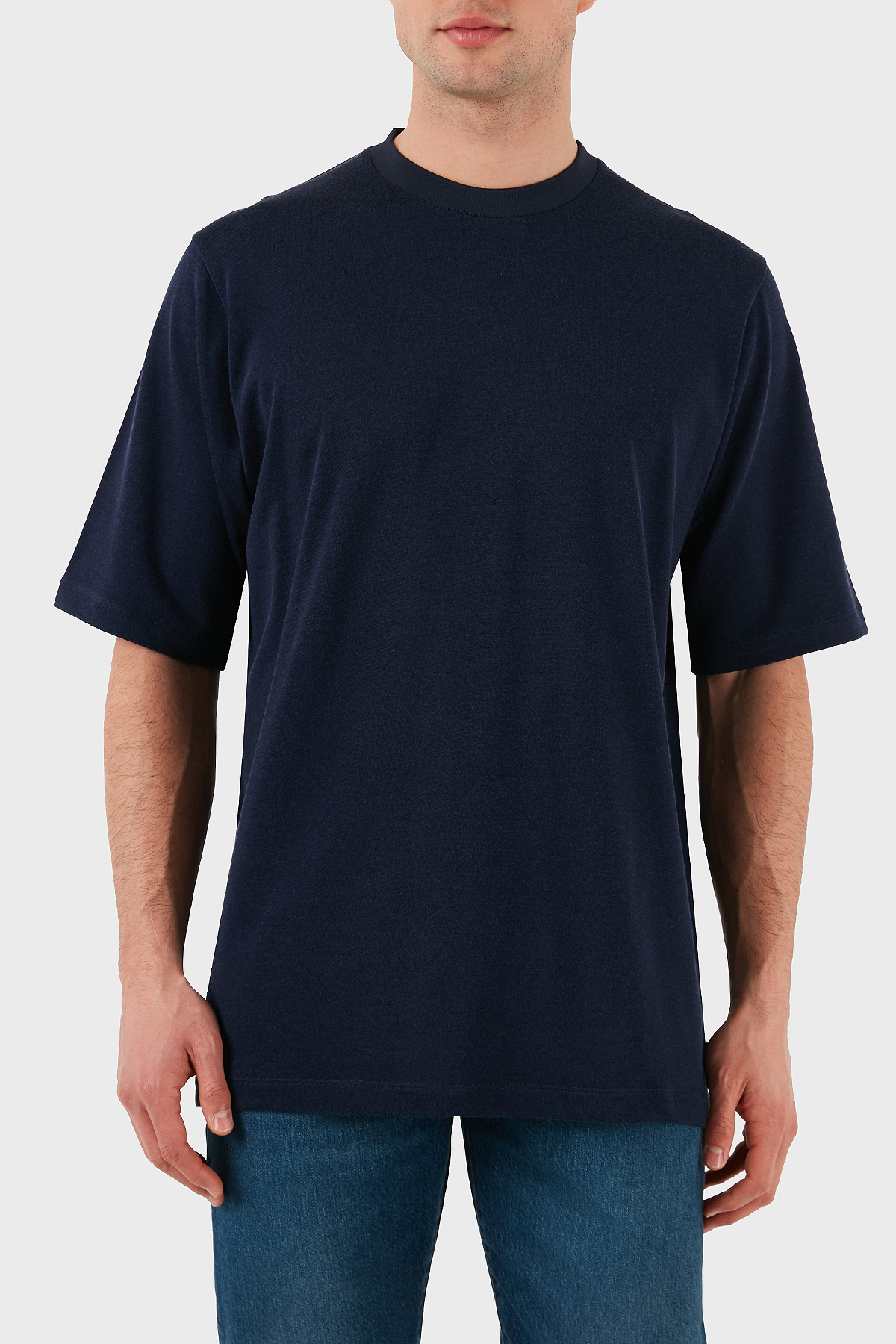 Dsquared2 Logo Baskılı Regular Fit Pamuklu Bisiklet Yaka Erkek T Shirt S74GD1266 S21658 478 LACİVERT