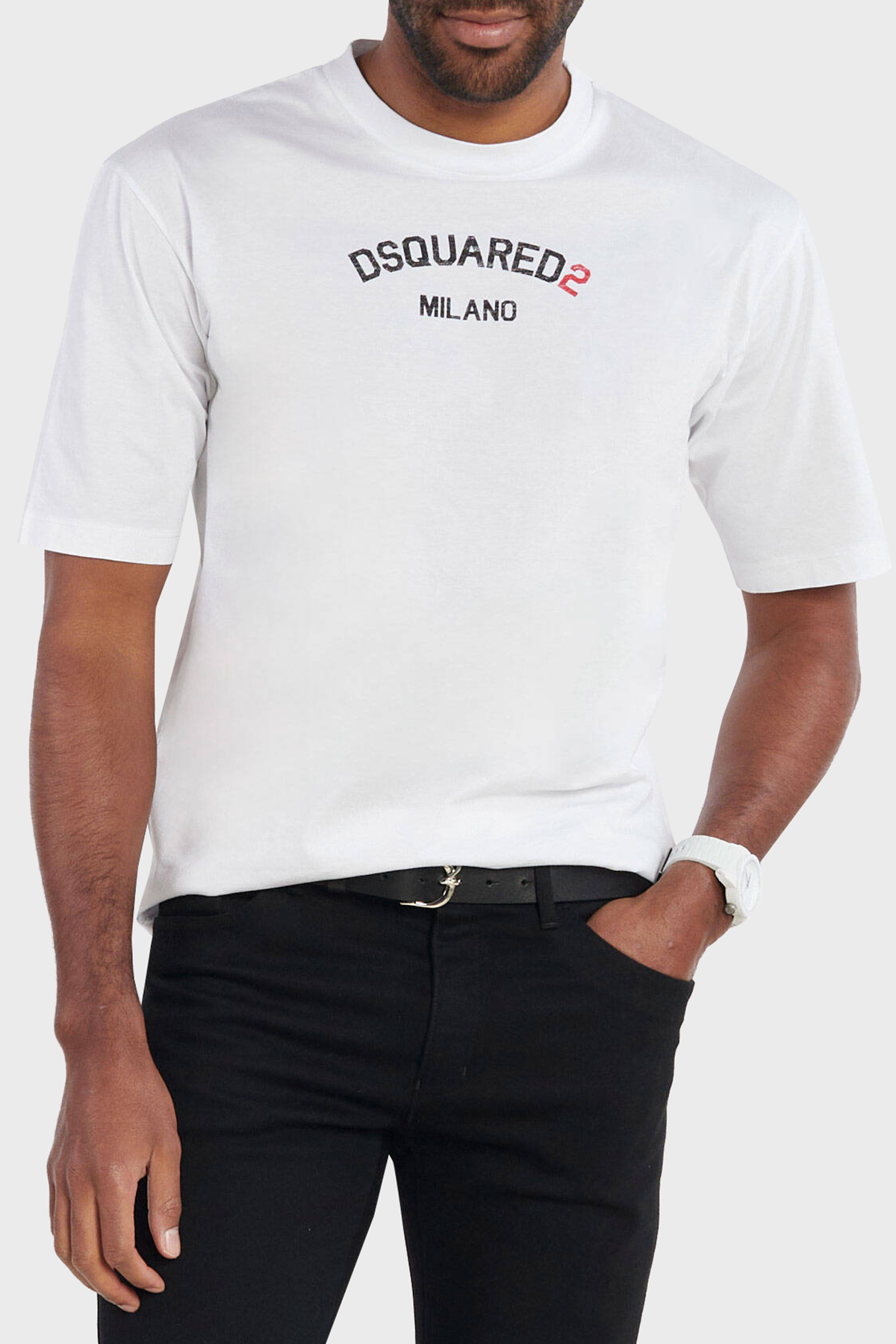 Dsquared2 Logolu Pamuklu Regular Fit Erkek T Shirt S74GD1268 S23009 100 BEYAZ