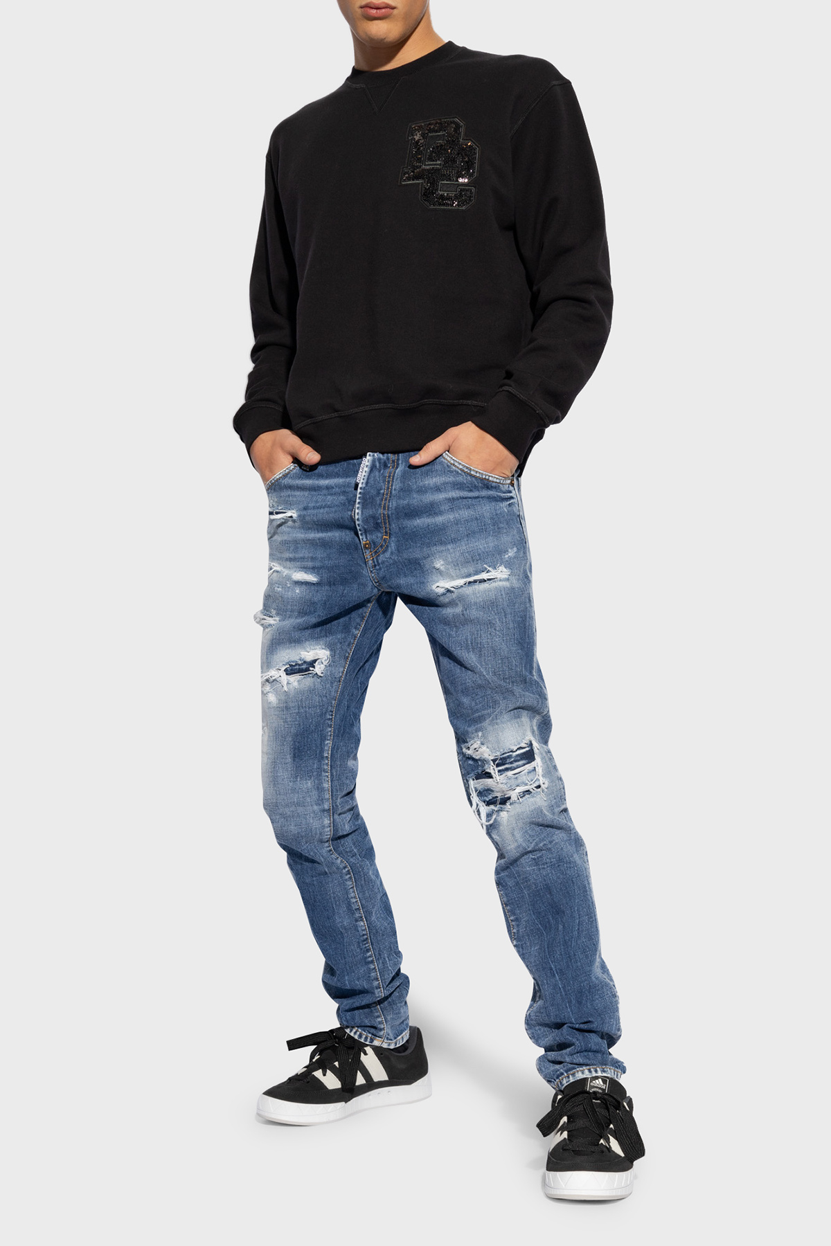 Dsquared2 Logolu Pamuklu Skinny Fit Jeans Erkek Kot Pantolon S74LB1436 S30309 470 LACİVERT