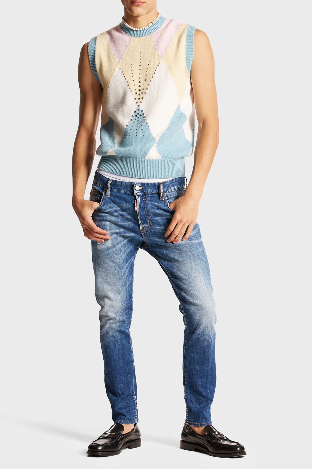 Dsquared2 Logolu Streç Pamuklu Slim Fit Jeans Erkek Kot Pantolon S71LB1384 S30342 470 LACİVERT