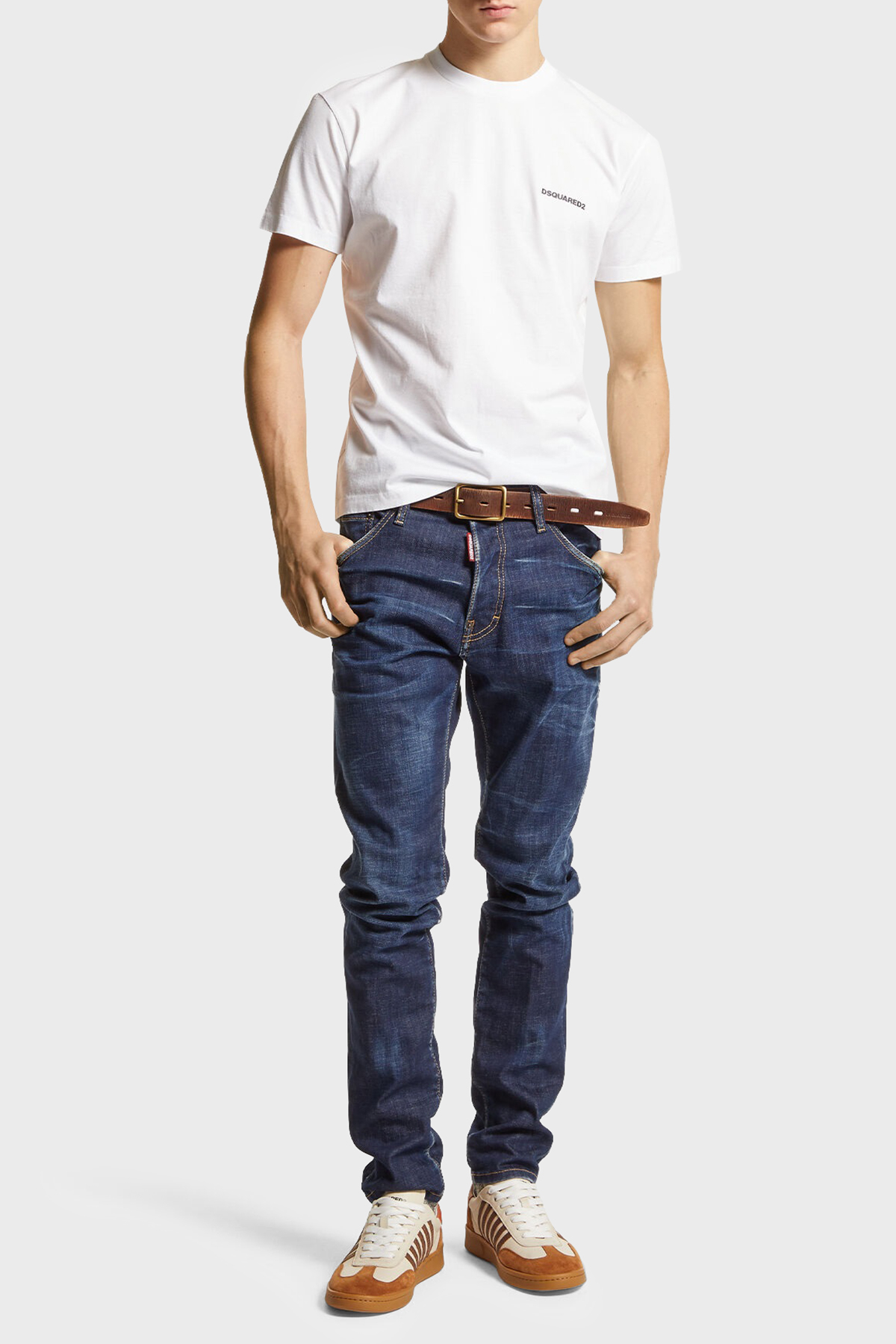 Dsquared2 Logolu Streç Pamuklu Slim Fit Jeans Erkek Kot Pantolon S74LB1315 S30342 470 LACİVERT