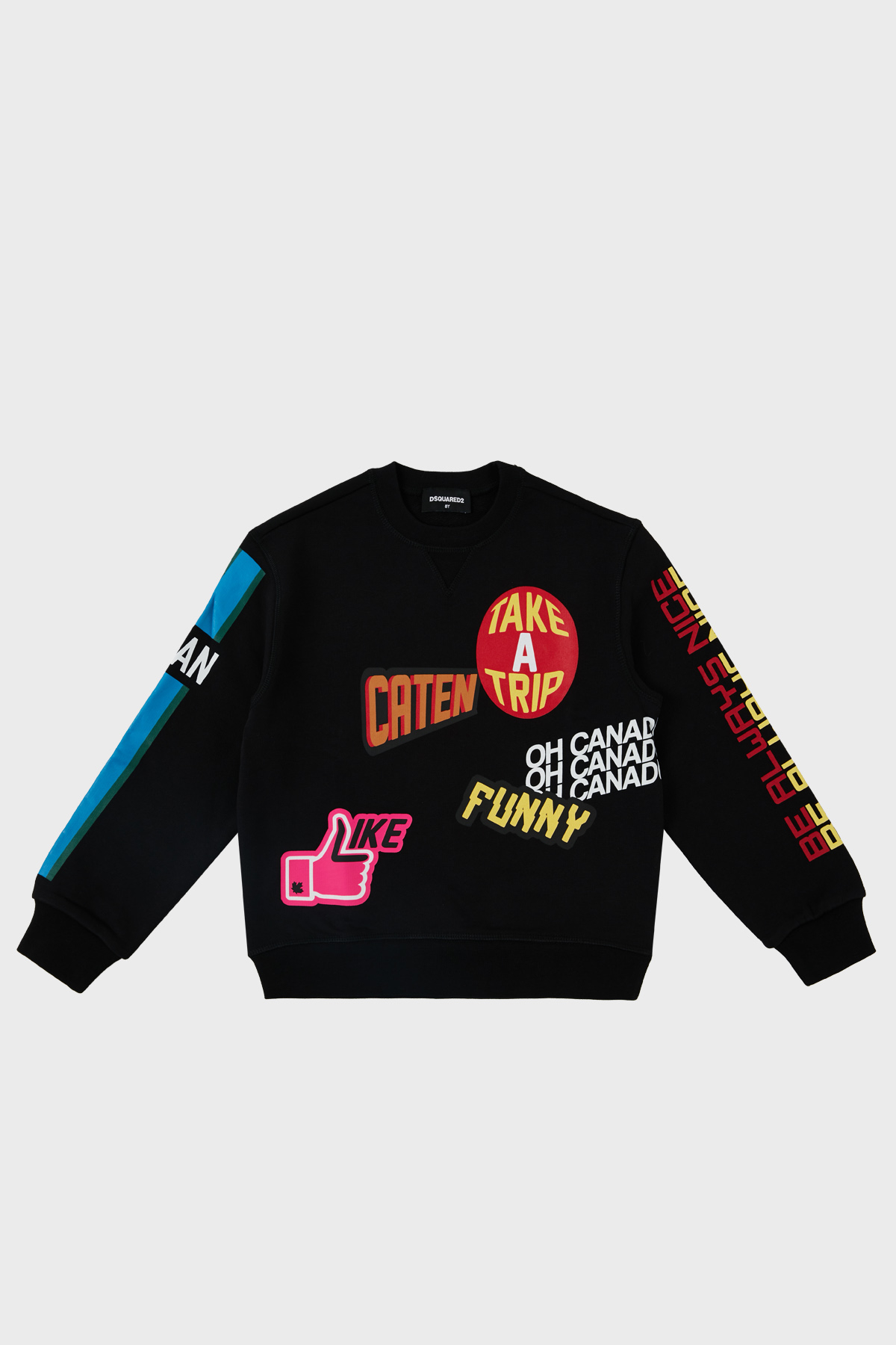 Dsquared2 Pamuklu Bisiklet Yaka Çocuk  DQ0223 D00U7 Sweat DQ0223-D00U7 BLACK SİYAH