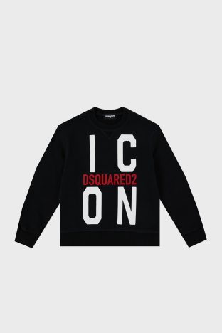 Dsquared2 Pamuklu Bisiklet Yaka Çocuk DQ0245 D002Y Sweat DQ0245-D002Y BLACK SİYAH - Dsquared2