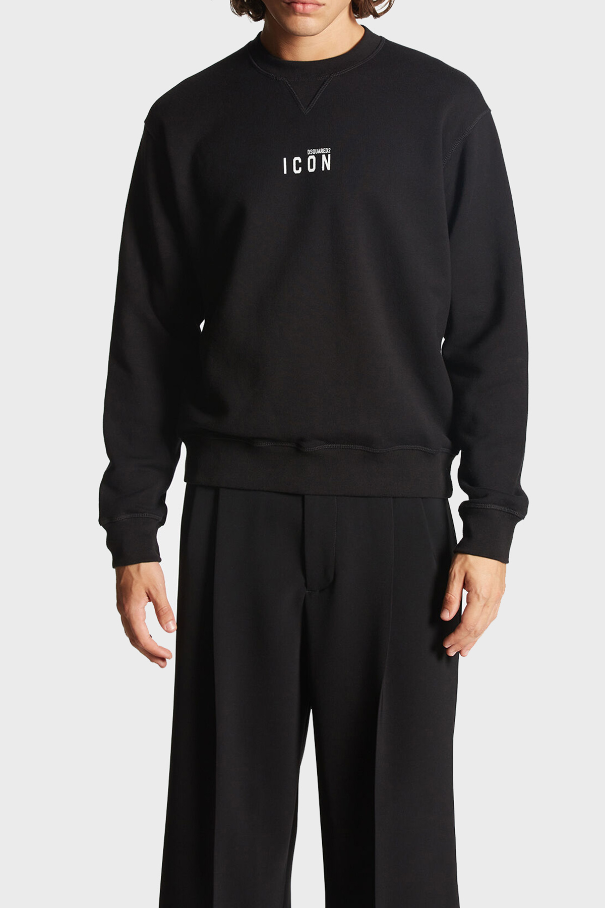 Dsquared2 Pamuklu Bisiklet Yaka Regular Fit Erkek Sweat S79GU0009 S25516 965 SİYAH