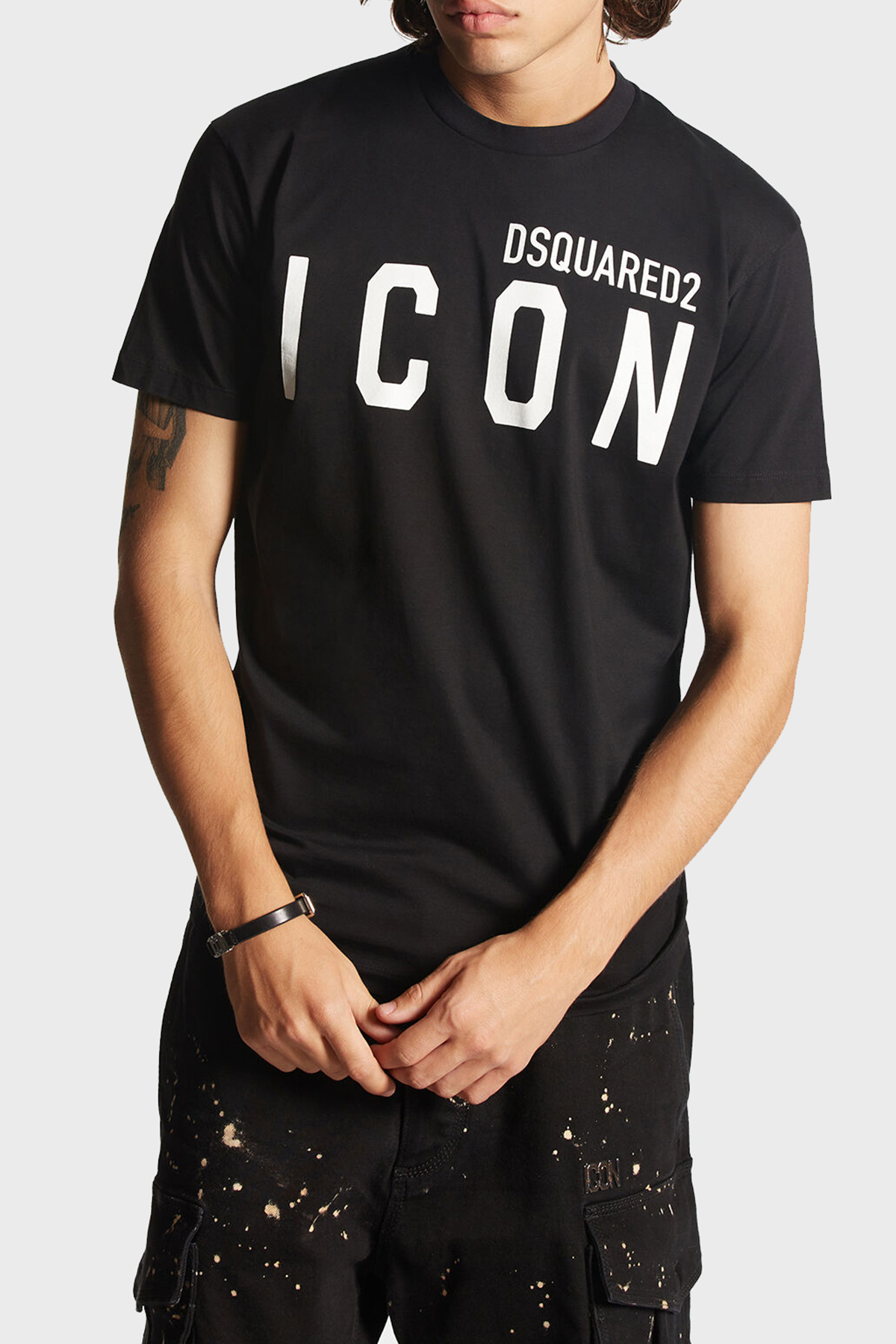 Dsquared2 Pamuklu Bisiklet Yaka Slim Fit Erkek T Shirt S79GC0003 S23009 980 SİYAH