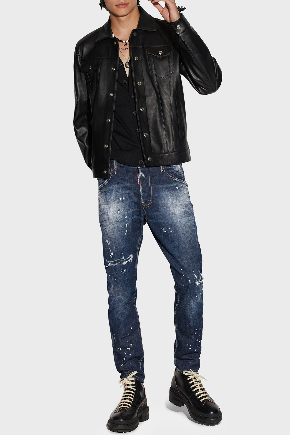 Dsquared2 Skater Streç Pamuklu Normal Bel Slim Fit Jeans Erkek Kot Pantolon S74LB1232 S30342 470 LACİVERT