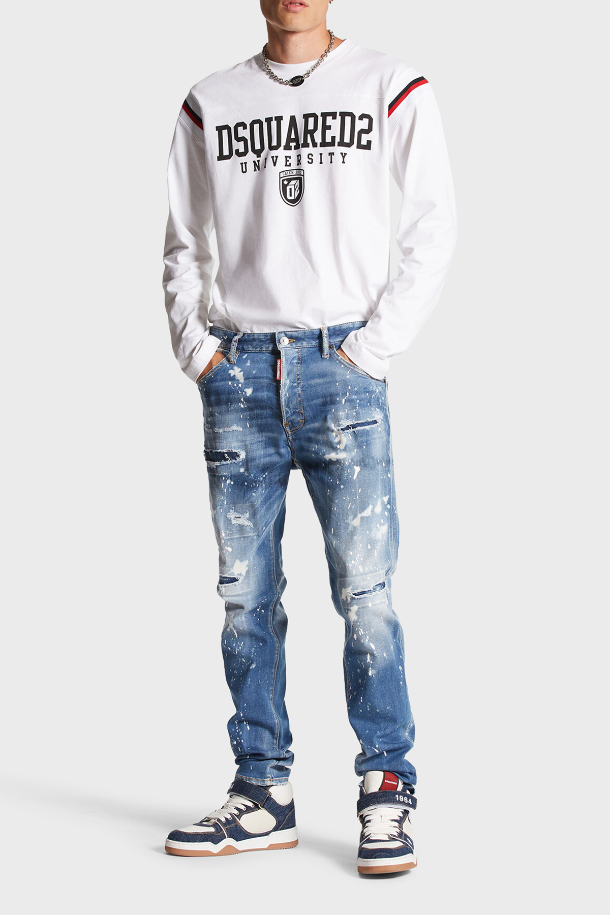 Dsquared2 Streç Pamuklu Skinny Fit Jeans Erkek Kot Pantolon S74LB1443 S30789 470 LACİVERT