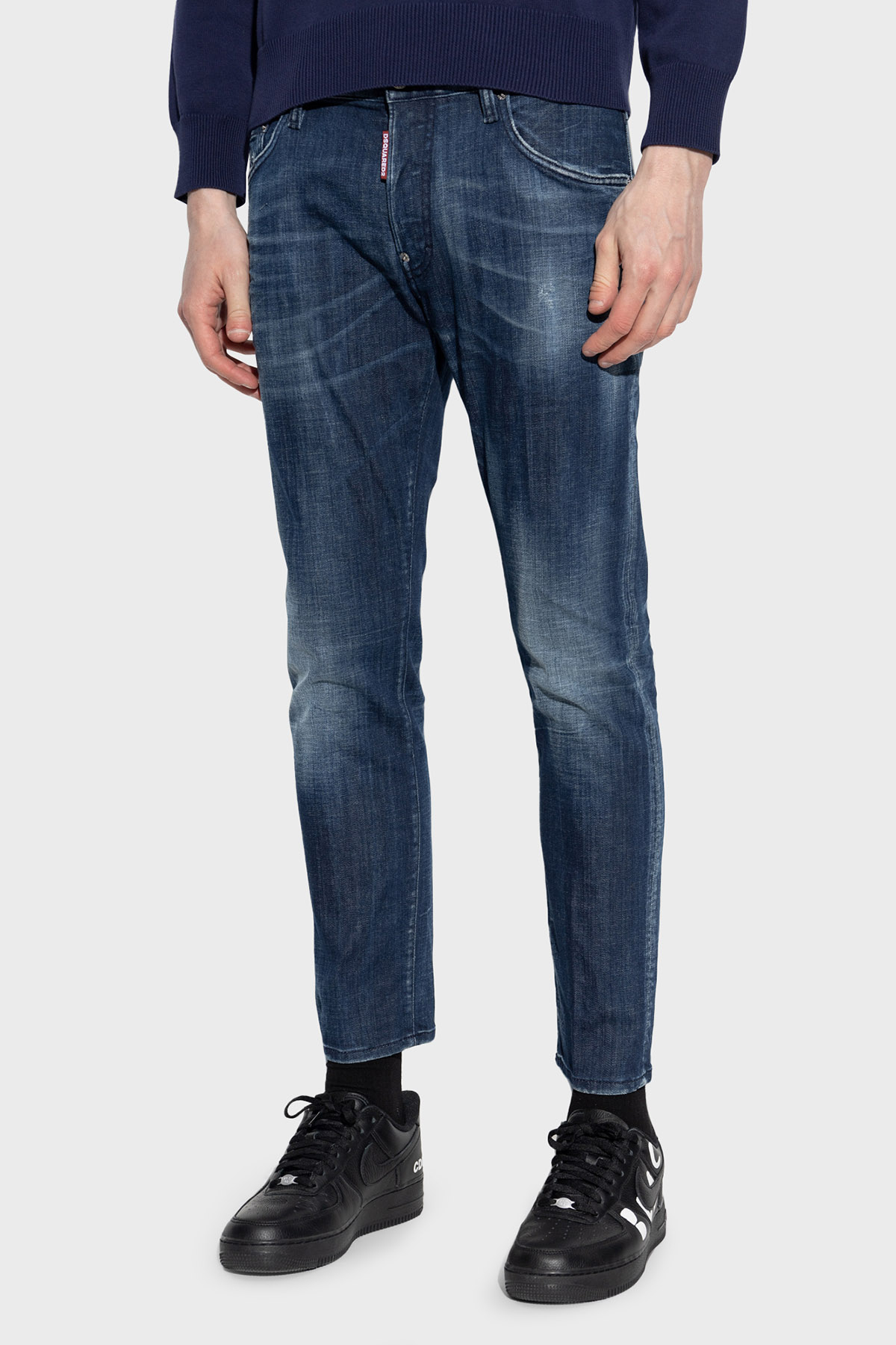 Dsquared2 Streç Pamuklu Skinny Fit Normal Bel Dar Paça Jeans Erkek Kot Pantolon S71LB1592 S30342 470 LACİVERT