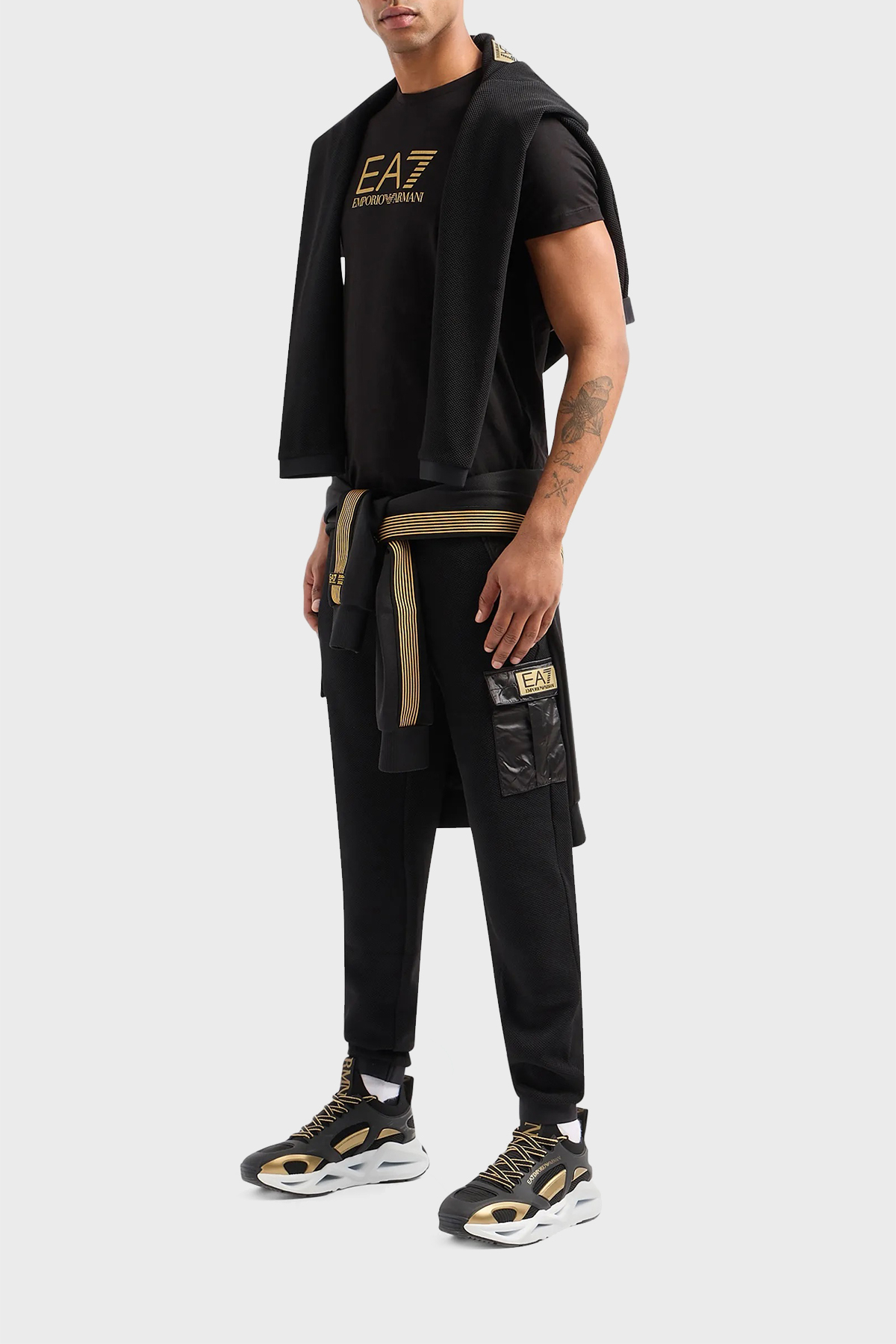 EA7 % 100 Pamuklu Regular Fit Erkek T Shirt 3DPT08 PJM9Z 1200 SİYAH