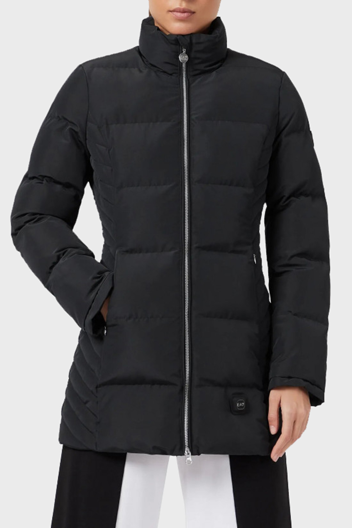 EA7 Cepli Fermuarlı Regular Fit Dik Yaka Şişme Kadın Mont S 6KTK10 TN8AZ 1200 SİYAH