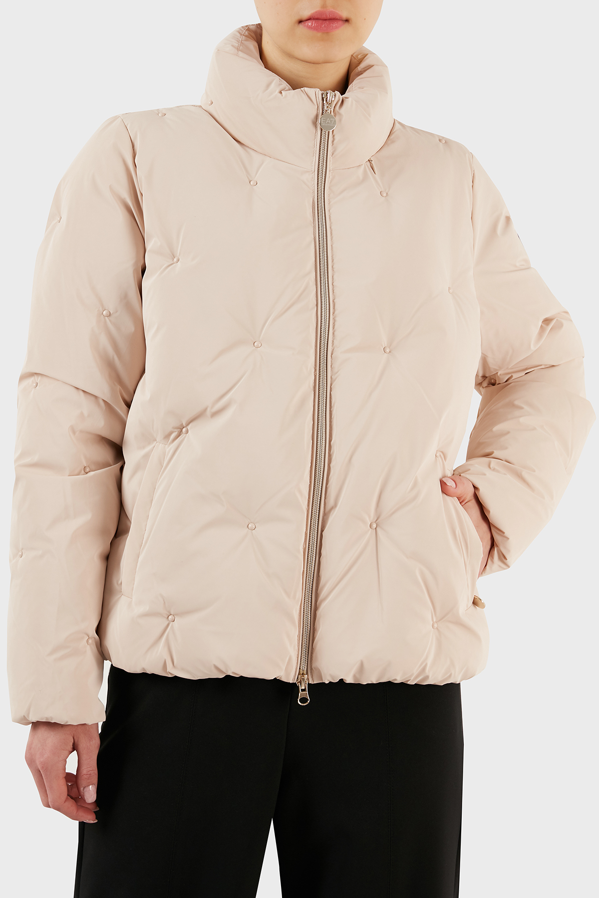 EA7 Gizli Kapüşonlu Dik Yaka Regular Fit Şişme Kadın Mont 6RTB34 TNDMZ 1707 PUDRA