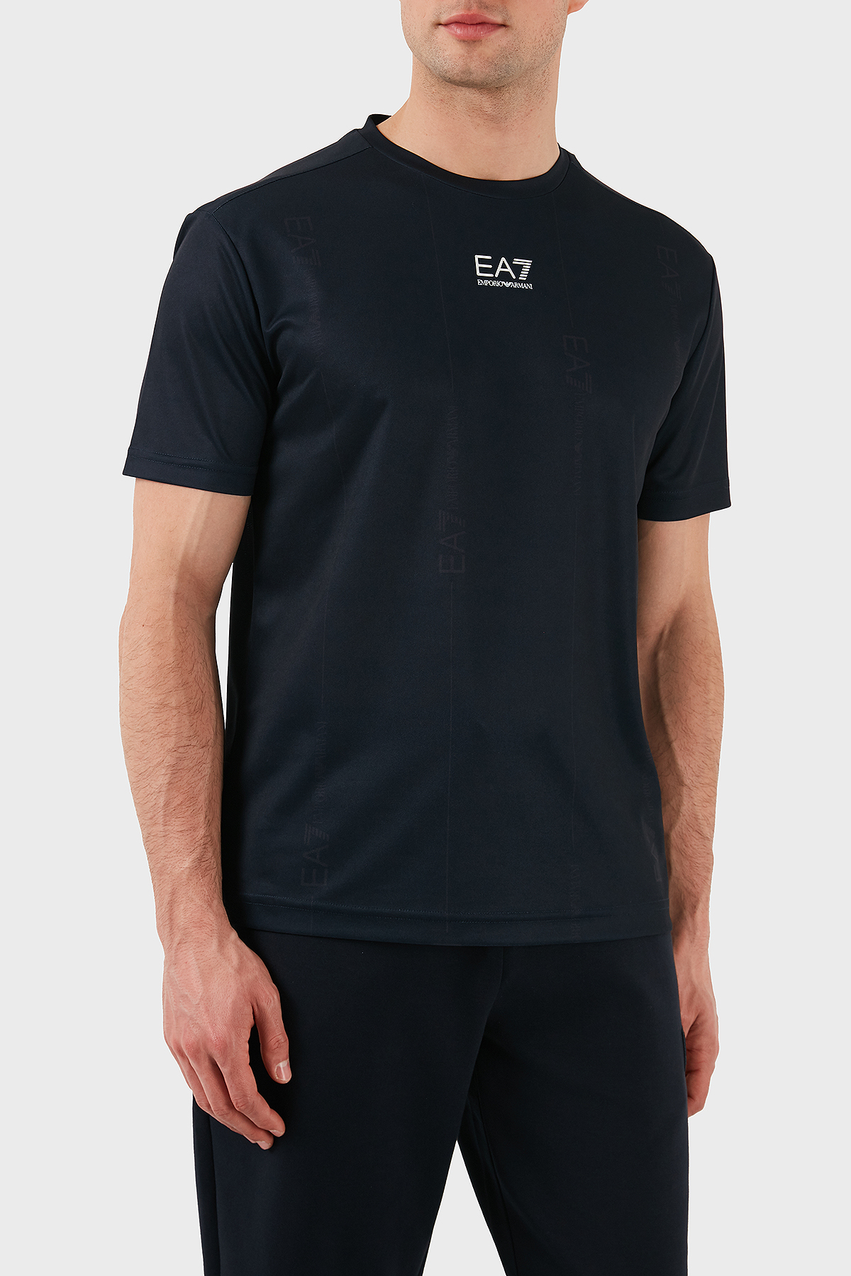 EA7 Logo Baskılı Regular Fit Bisiklet Yaka Erkek T Shirt 7M000044 AF13754 UB102 LACİVERT