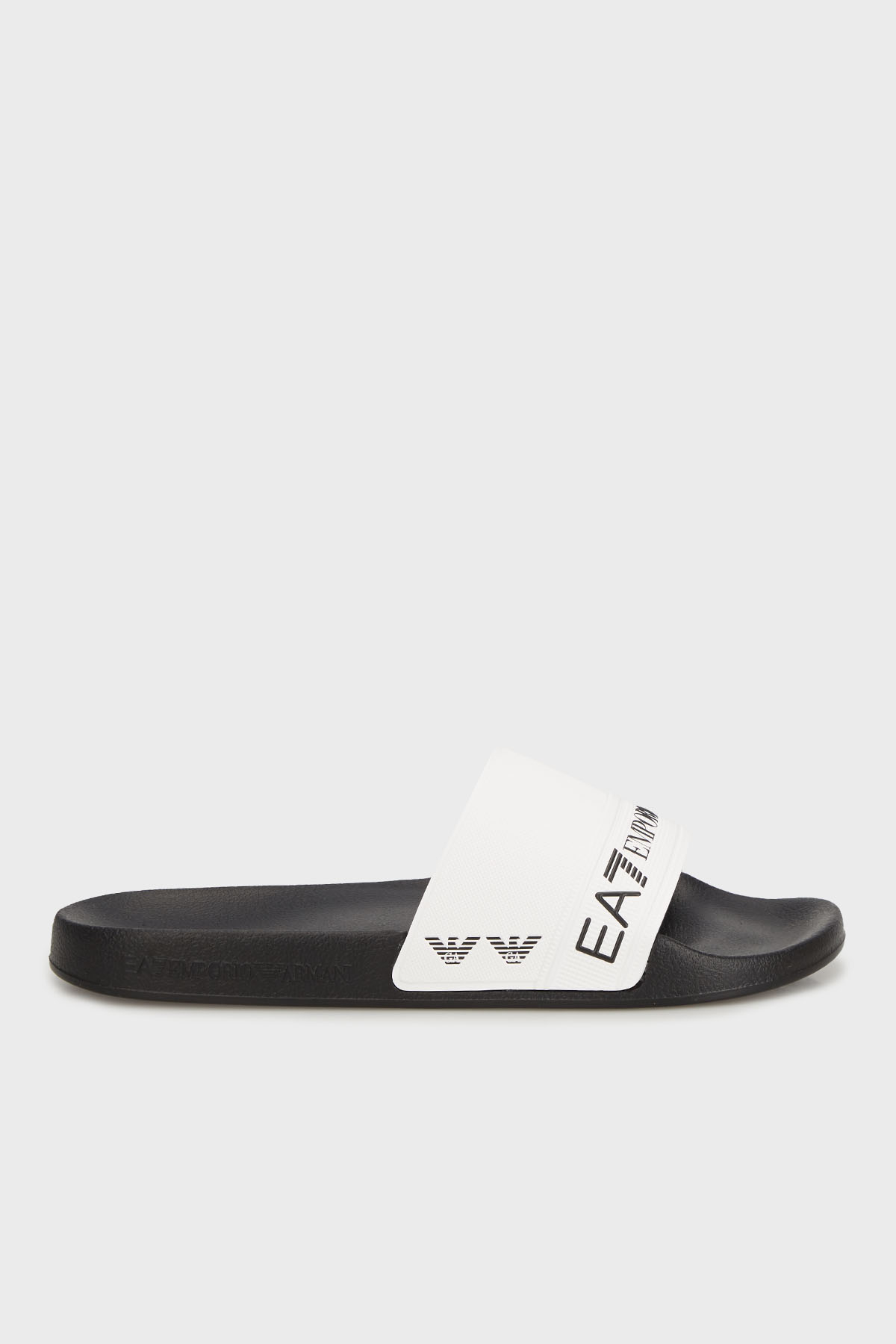 EA7 Logo Baskılı Şerit Detaylı Unisex Terlik 7X000110 AF15128 FC079 SİYAH-BEYAZ