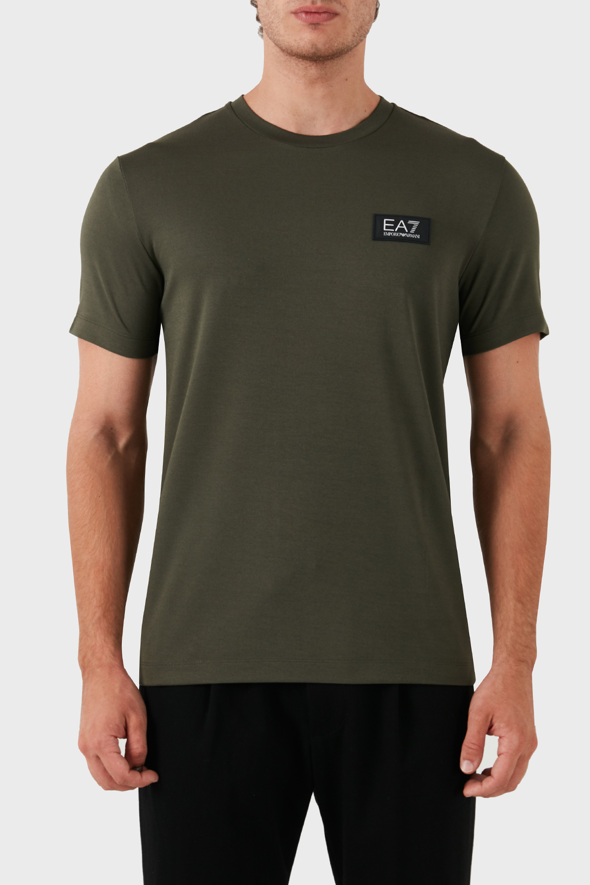 EA7 Logolu Bisiklet Yaka Slim Fit Erkek T Shirt 3DPT72 PJUJZ 1846 YEŞİL
