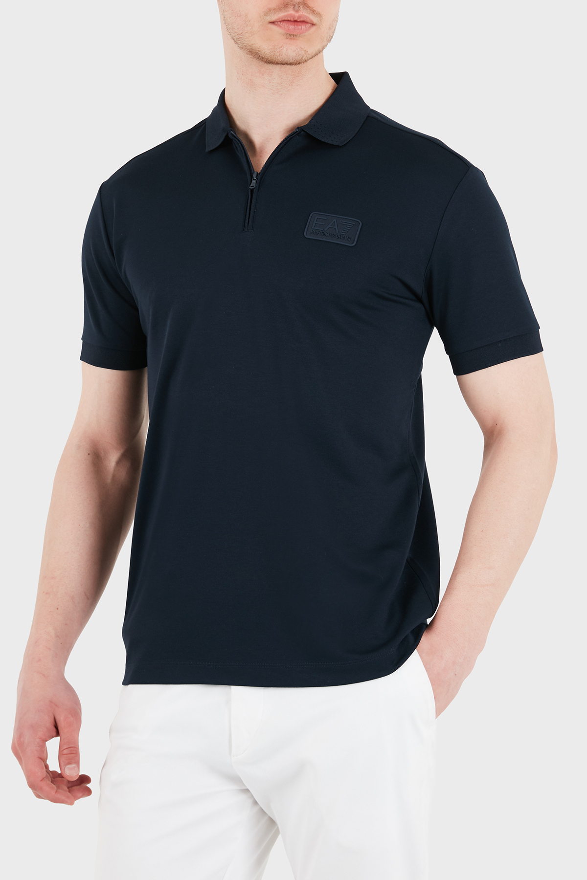 EA7 Logolu Modal Karışımlı Regular Fit Fermuarlı Erkek Polo 7M001361 AF13862 UB102 LACİVERT