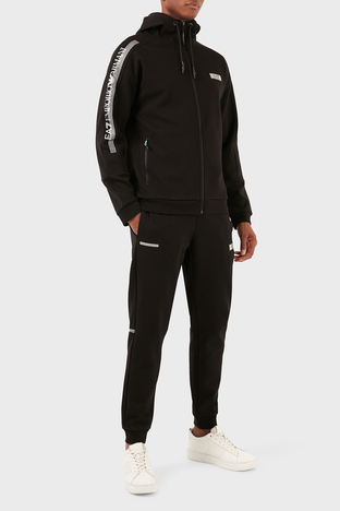 EA7 Logolu Pamuk Karışımlı Kapüşonlu Fermuarlı Cepli Erkek Eşofman Takımı 3DPV61 PJUWZ 1200 SİYAH - EA7