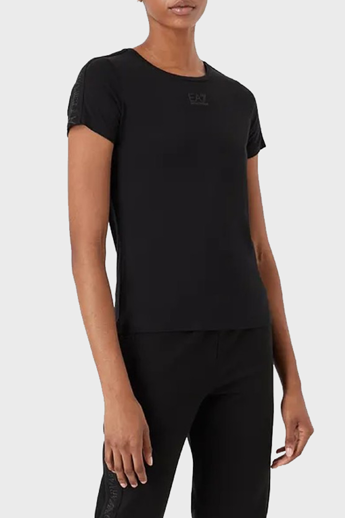 EA7 Logolu Pamuklu Regular Fit Kadın T Shirt 6LTT18 TJJLZ 1200 SİYAH