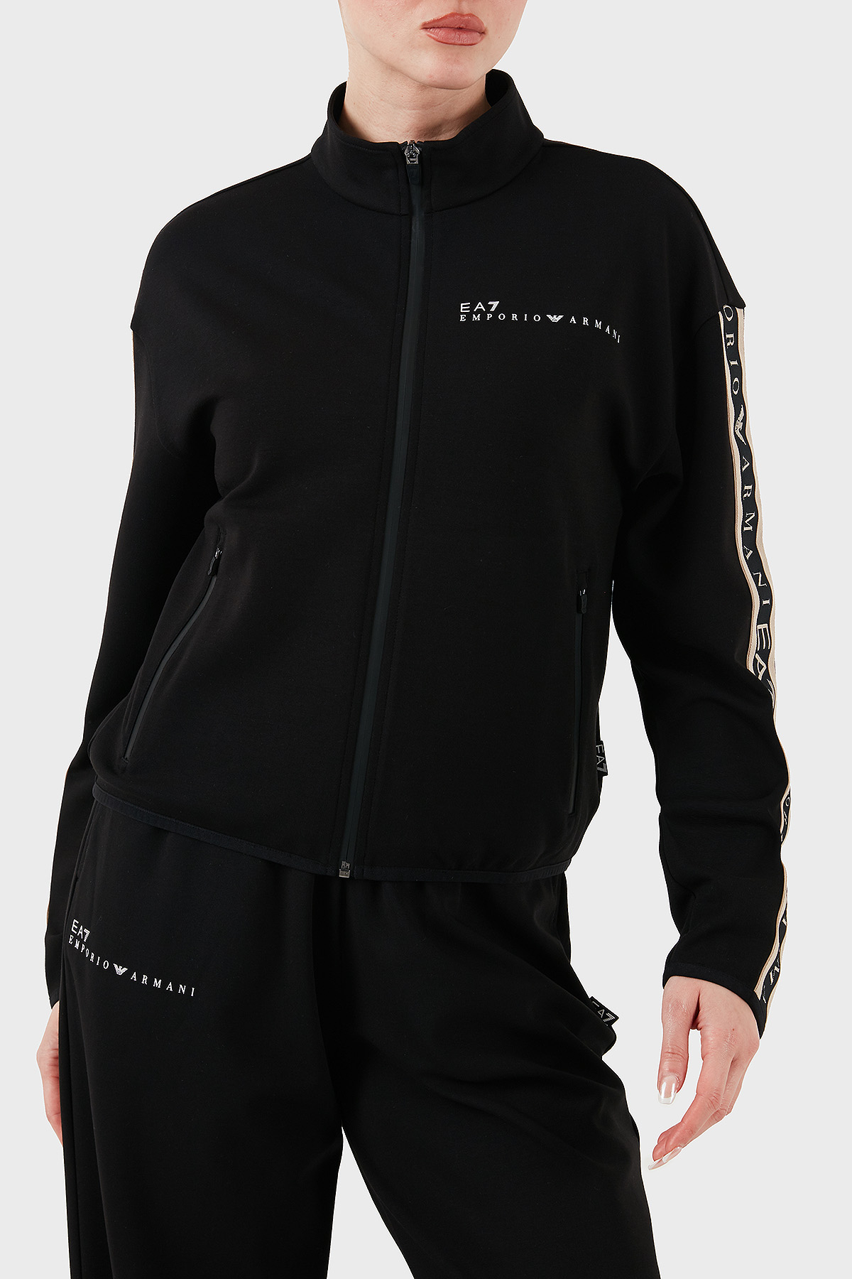 EA7 Logolu Regular Fit Dik Yaka Fermuarlı Kadın Sweat 7W000275 AF12501 UC001 SİYAH