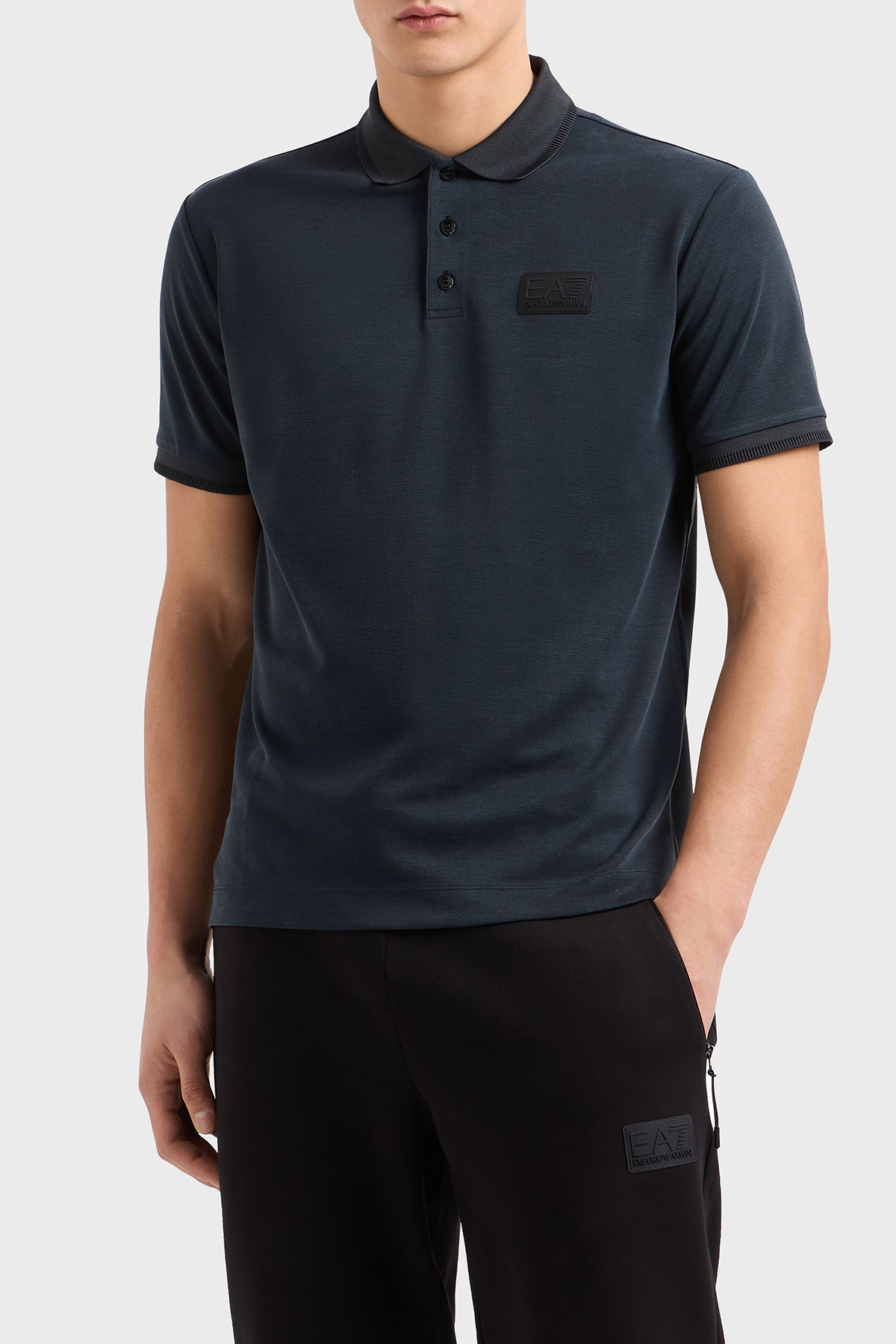 EA7 Logolu Regular Fit Düğmeli Erkek Polo Yaka T Shirt 7M000090 AF13862 UC001 SİYAH