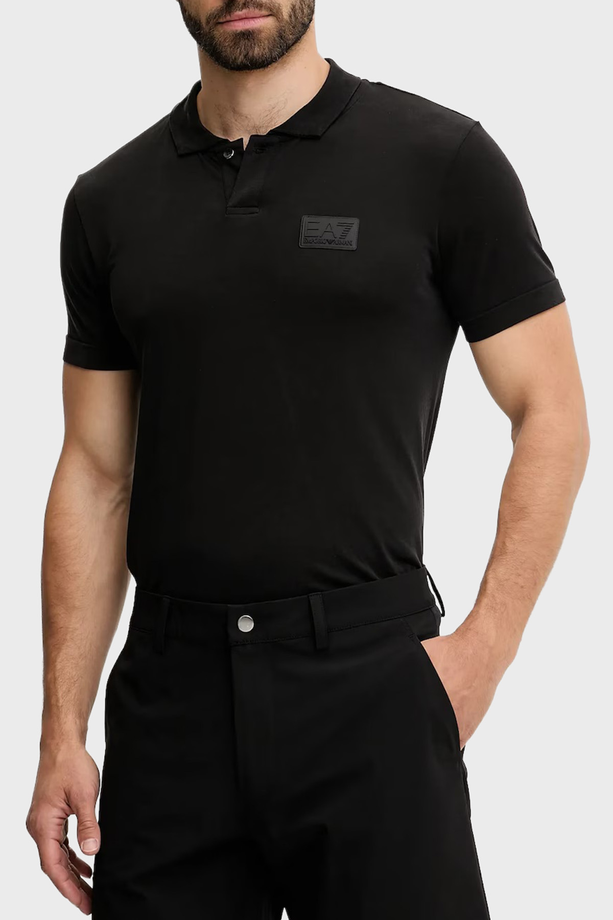 EA7 Logolu Regular Fit Düğmeli Erkek Polo Yaka T Shirt 7M000091 AF13863 UC001 SİYAH