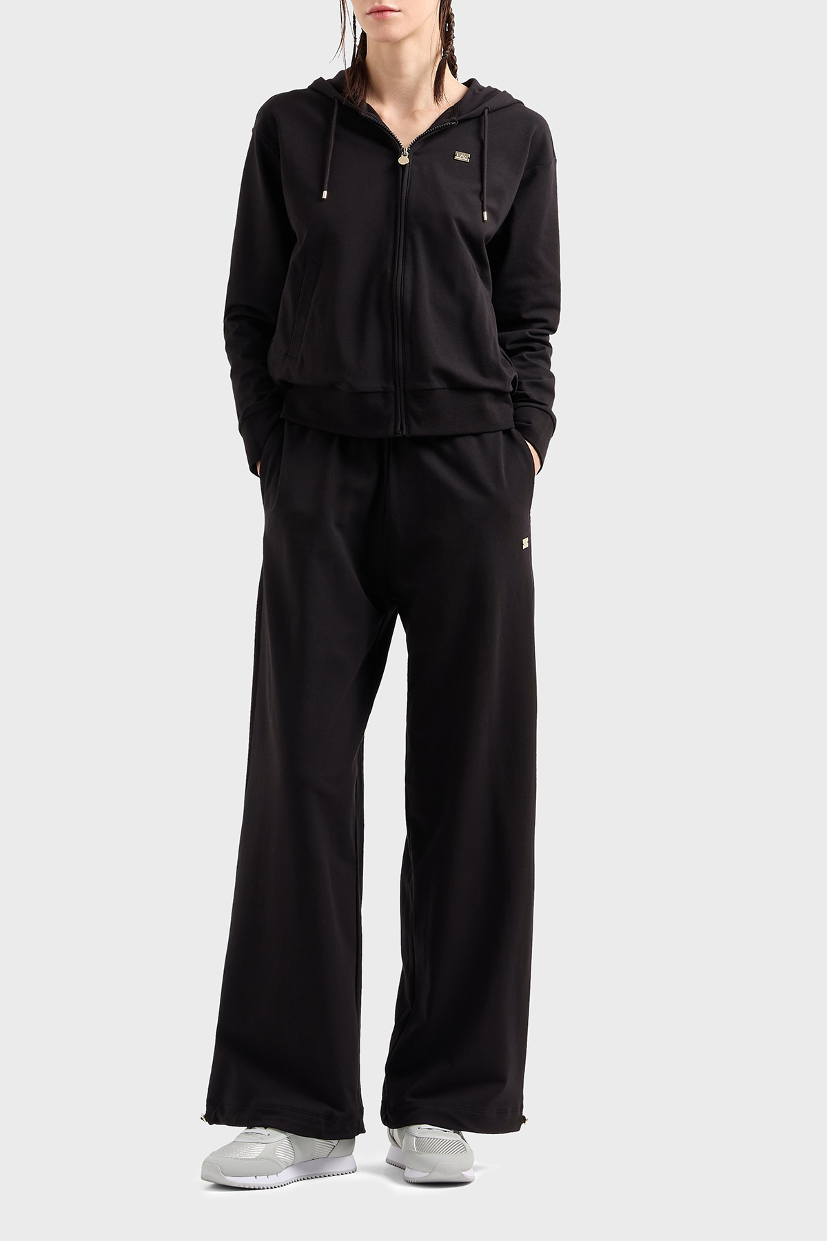 EA7 Logolu Relaxed Fit Kapüşonlu Bol Paça Kadın Eşofman Takımı 7W000086 AF13135 UC001 SİYAH