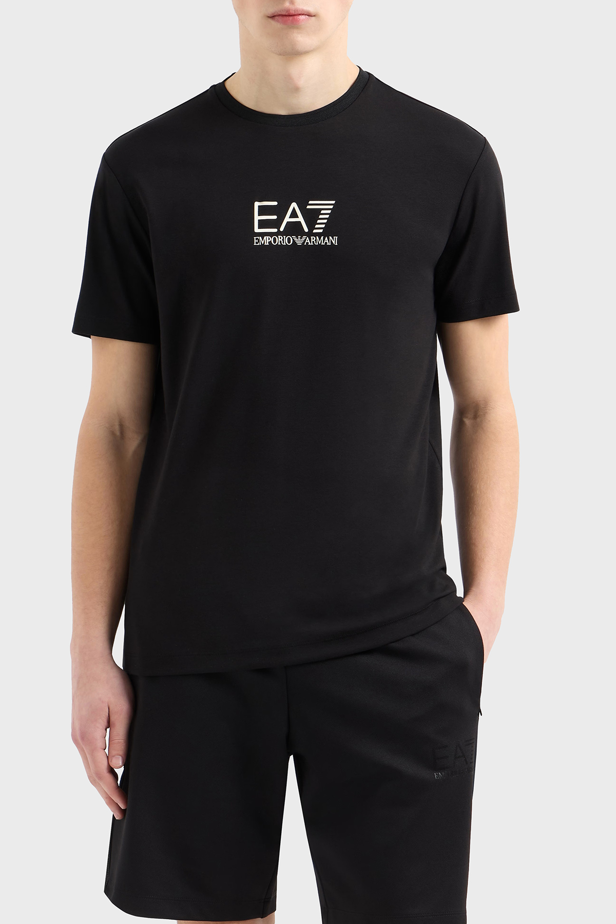 EA7 Logolu Slim Fit Bisiklet Yaka Erkek T Shirt 7M000301 AF13739 UC001 SİYAH