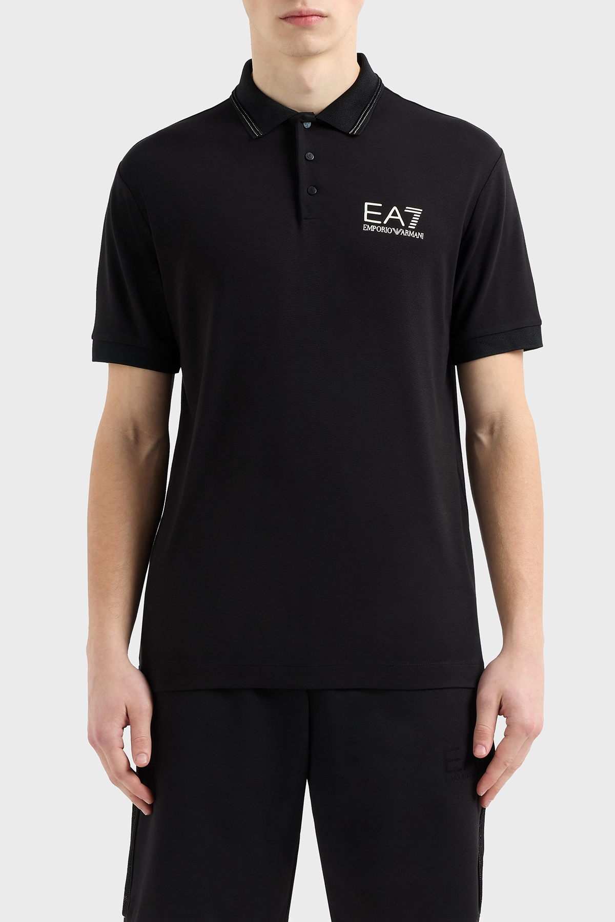 EA7 Logolu Slim Fit Düğmeli Erkek Polo Yaka T Shirt 7M000300 AF13739 UC001 SİYAH