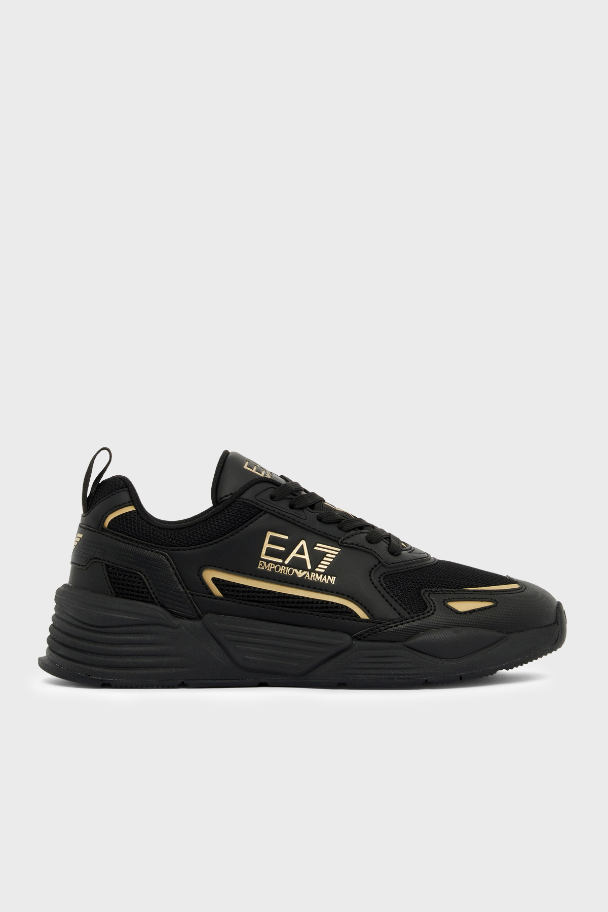 EA7 Logolu Sneaker Unisex Ayakkabı 7X000308 AF18447 MZ177 SİYAH-GOLD