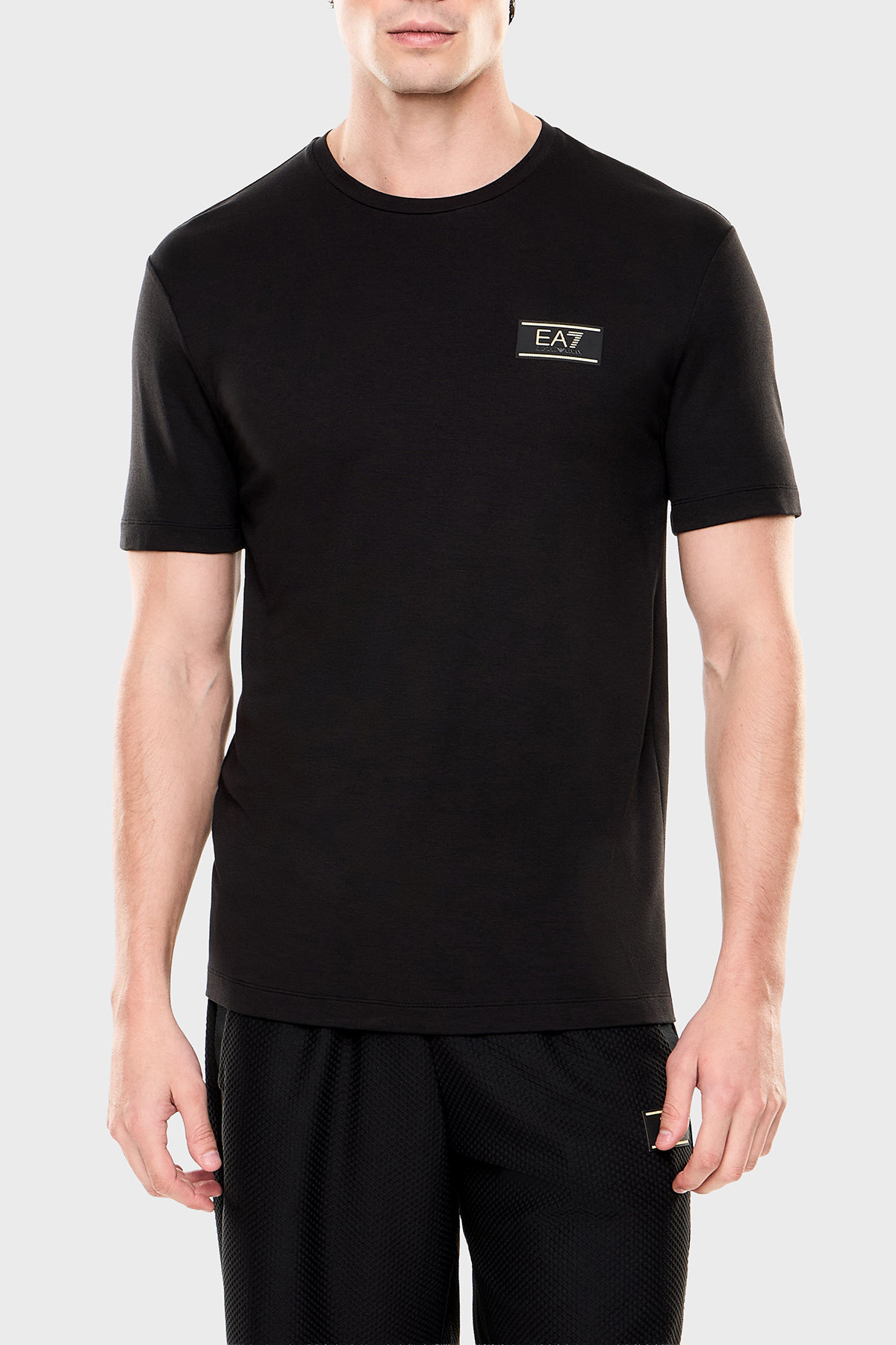 EA7 Logolu Yuvarlak Yaka Erkek T Shirt 7M001331 AF13739 UC001 SİYAH