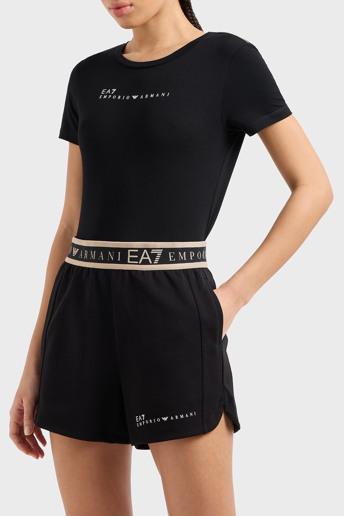 EA7 Pamuk Karışımlı Regular Fit Logolu Kadın Short 7W000280 AF12501 UC001 SİYAH