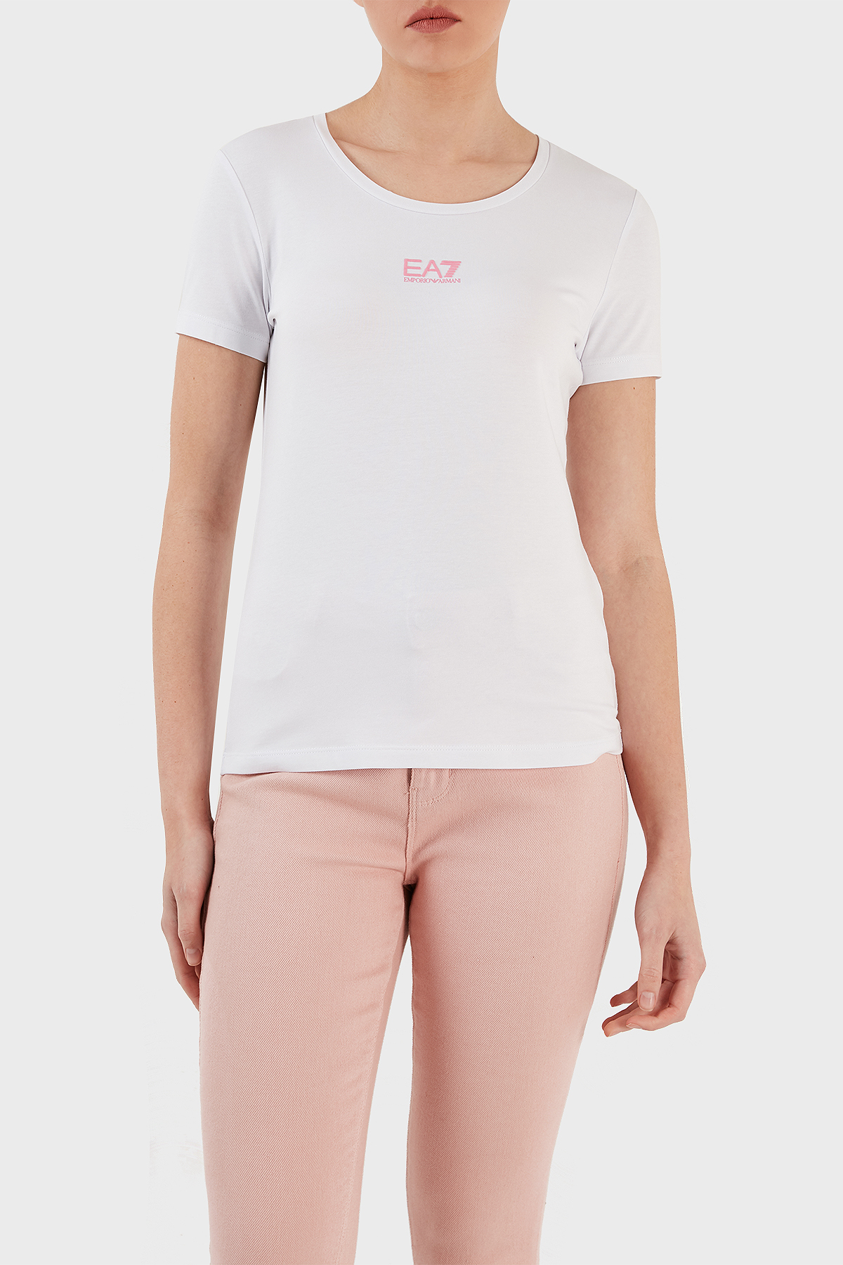 EA7 Pamuklu Regular Fit Bisiklet Yaka Kadın T Shirt 3RTT05 TJDZZ 0193 BEYAZ
