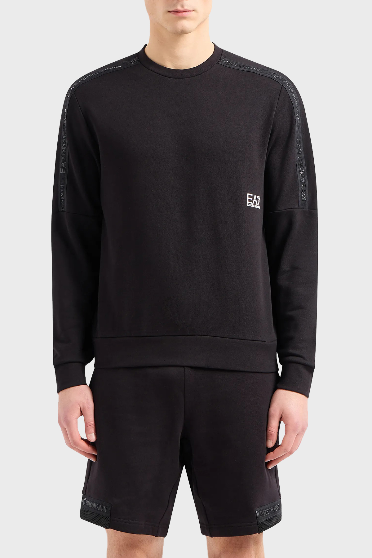 EA7 Pamuklu Regular Fit Bisiklet Yaka Erkek Sweat 3DPM56 PJEQZ 0200 SİYAH